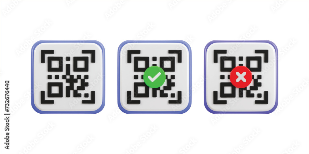 qr code scanning payment qr code 3d icon set qr code scanning payment qr code 3d icon set