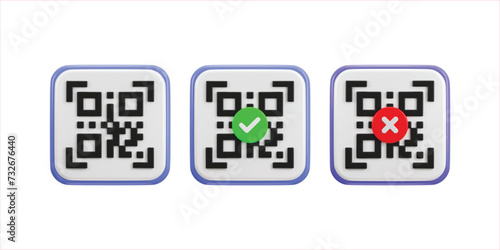 qr code scanning payment qr code 3d icon set