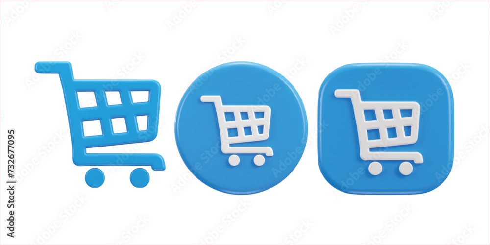 3d shopping cart icon vector illustration set 3d shopping cart icon vector illustration set