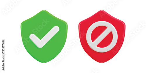 verification success and error alert icon with protect shield icon set