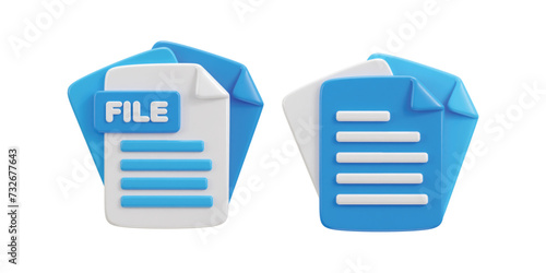 File or document 3d icon vector illustration set