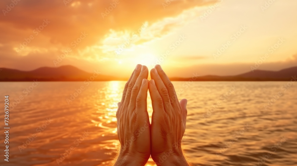 Hands Palm Up in Prayer and Worship of Holy Cross. Eucharist Therapy to Bless God, Inspiring Hope Hands Palm Up in Prayer and Worship of Holy Cross. Eucharist Therapy to Bless God, Inspiring Hope