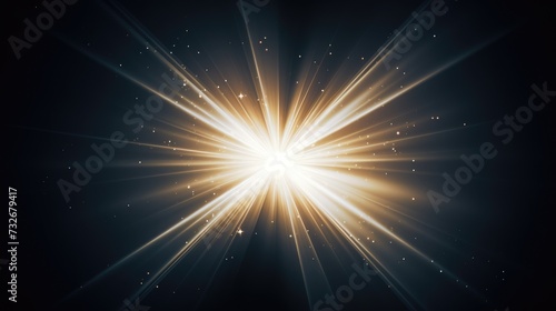 White Star Flare. Bright and Shiny Starburst with Radiant Glare and Ray of Light