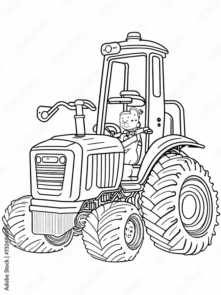 Naklejka premium Tractor coloring pages for kids