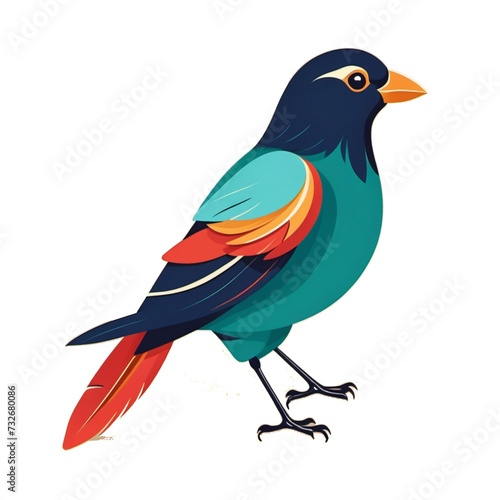 illustration of a bird with beautiful colored feathers © Zieda