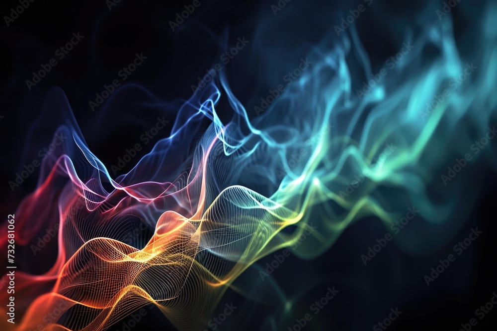 Electric Blue Sound Waves: Abstract Motion in Dark Background
