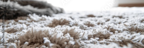 Soft Fuzzy Carpet: Cozy Home Decor Element on White Background photo