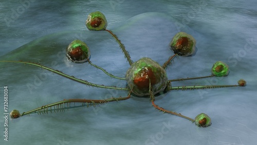 Slika na platnu Bacteria, zombie virus , microbes preserved in thawing ice