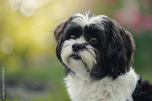 Portrait of a shih tzu dog against blurred natural background © Ari