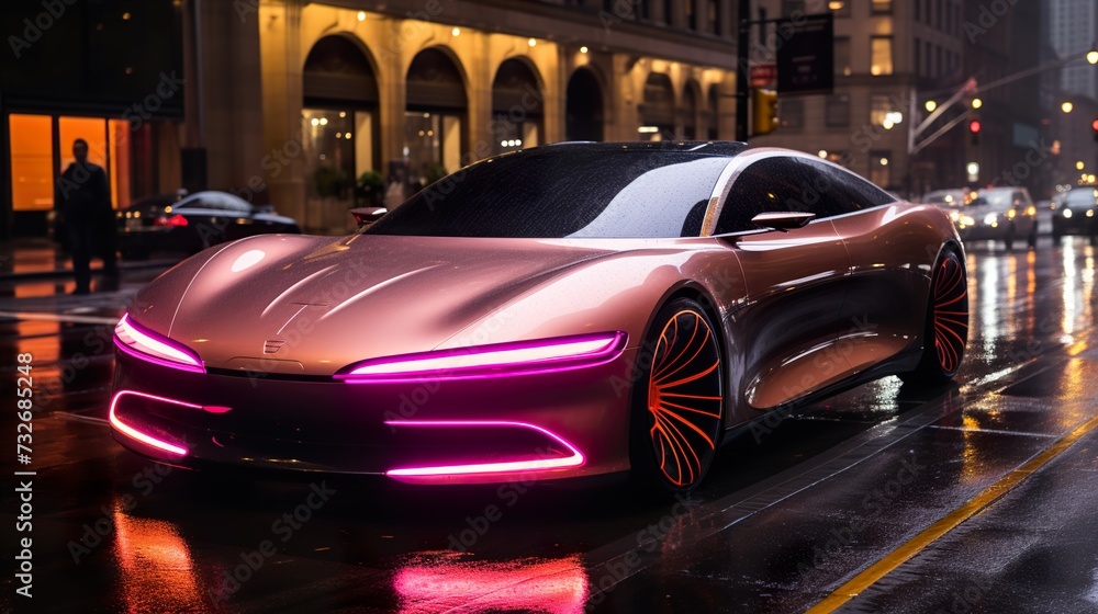 car in night high tech futuristic vehicle 