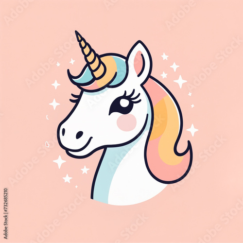 logo vector style icon of a cute unicorn isolated on a solid background, 