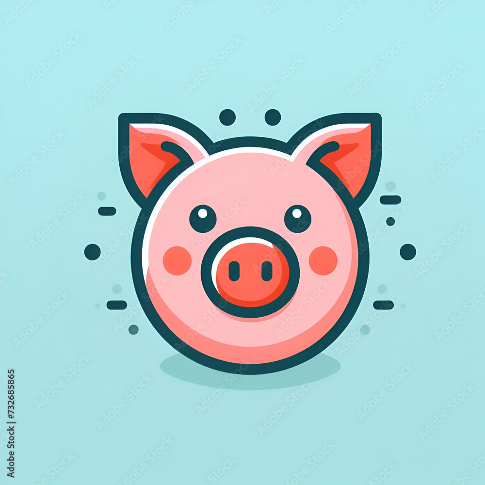 flat logo of Vector pig illustration vector cute flat logo of Vector pig illustration vector cute