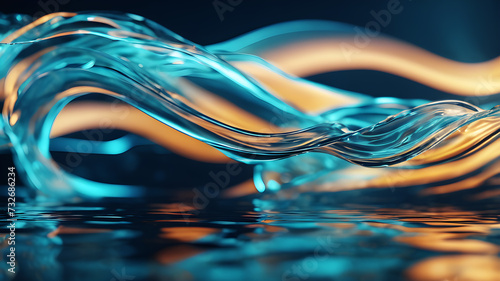 Generate an abstract background with dynamic, abstract curves inspired by the fluidity of water, using cool and calming colors bright ligtning kodak 400, cinematic, ultra realistic photo