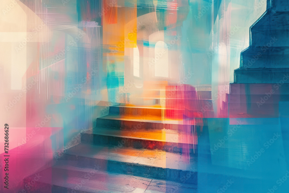 Creative glitch geometric painting. Creative glitch geometric painting.
