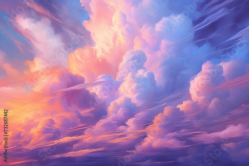 purple clouds with colorful sun rising in the sky
