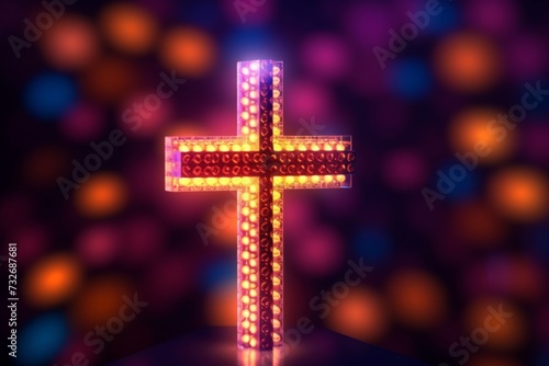 Religious cross with bright illumination