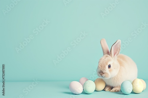 easter bunny with easter eggs © Katsyarina