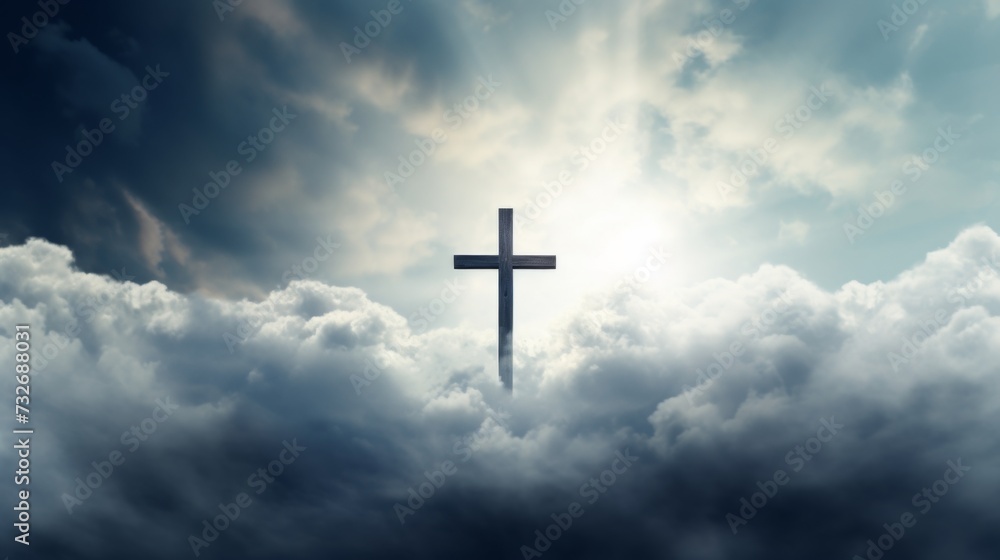 the cross appears above a cloud in the sky the cross appears above a cloud in the sky