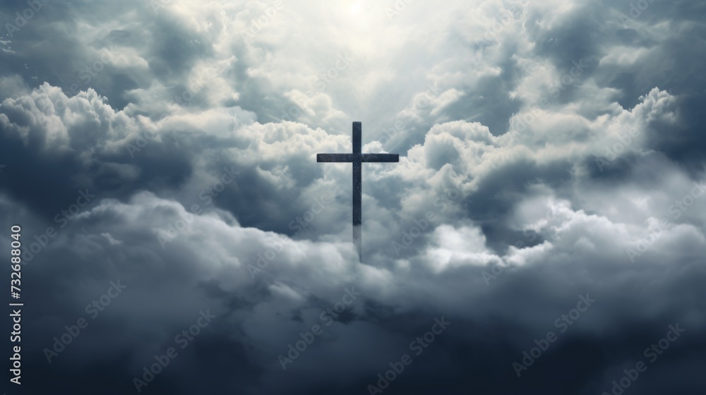the cross appears above a cloud in the sky the cross appears above a cloud in the sky