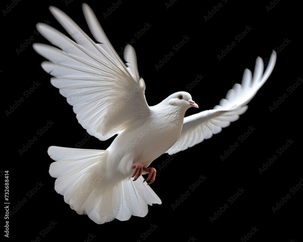 Obraz premium white dove on black background