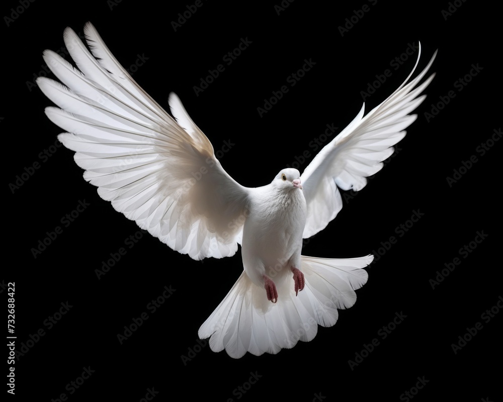 Obraz premium white dove on black background