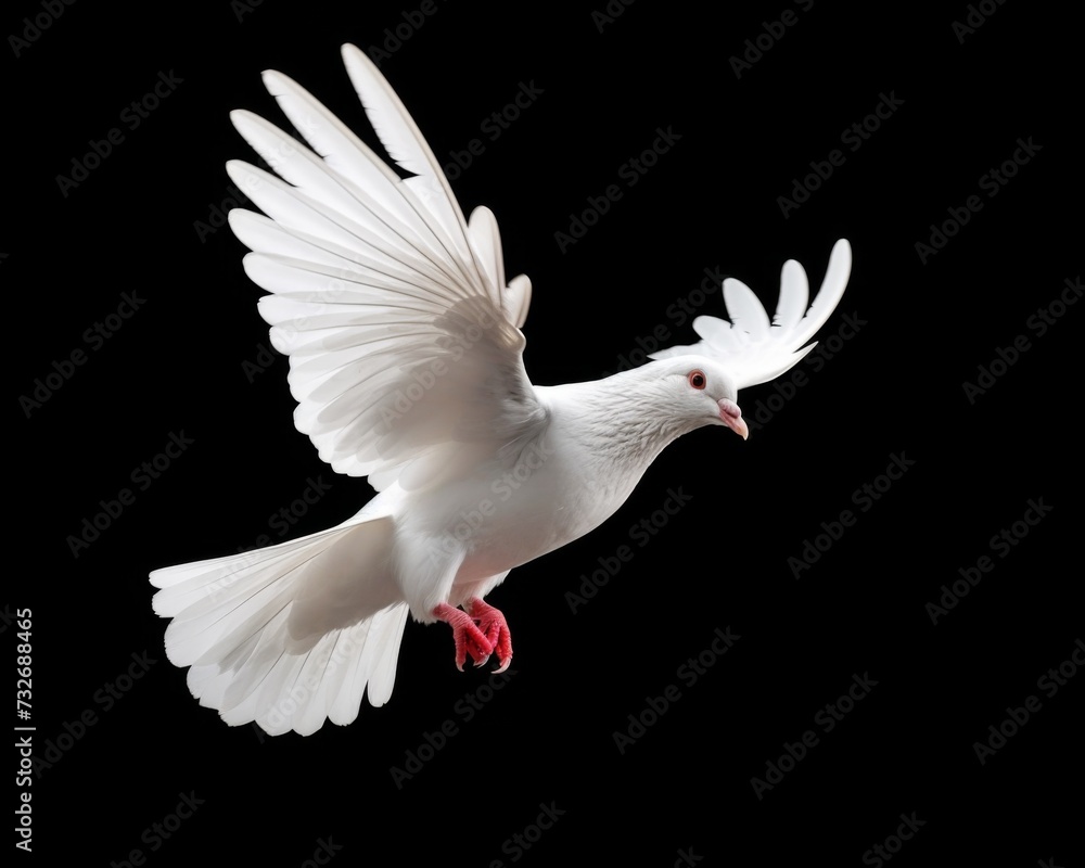 Obraz premium white dove on black background