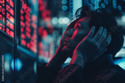 Trader feeling nervous in front of screen