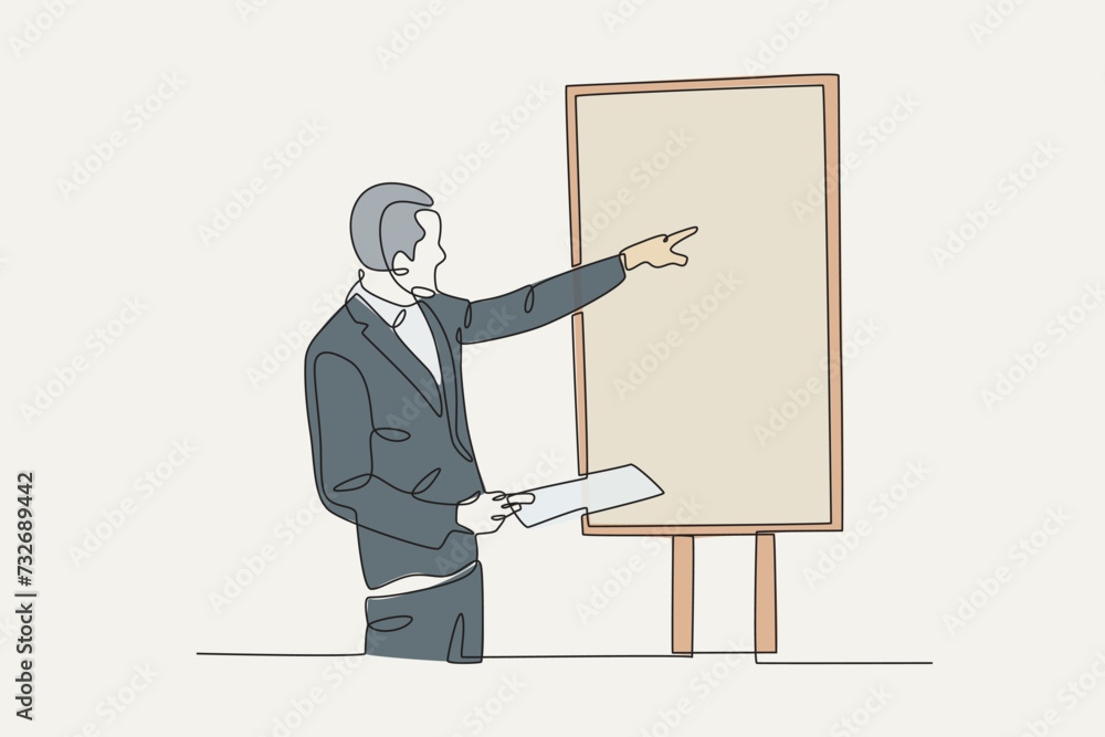 An employee is presenting in front of the boss An employee is presenting in front of the boss