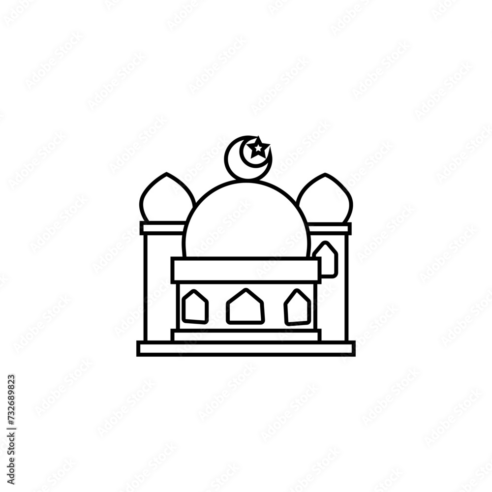 Mosque salute, with simple design, perfect for Islamic, Ramadan theme content. Muslim mosque vector icon for web design isolated on a white background Mosque salute, with simple design, perfect for Islamic, Ramadan theme content. Muslim mosque vector icon for web design isolated on a white background
