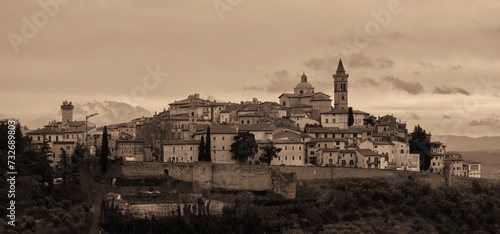 Trevi, Perugia, Umbria, Italy Panoramic view of the ancient city