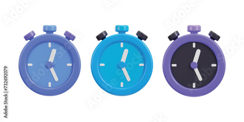 3d stopwatch icon vector illustration set