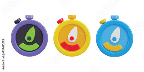 3d stopwatch icon vector illustration set