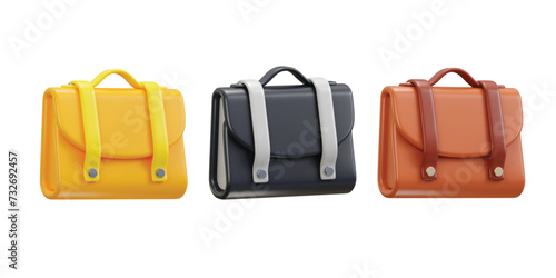 briefcase icon 3d rendering vector illustration set