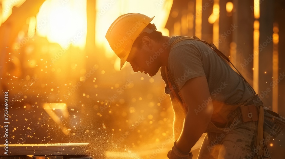 A sawmill worker poster with copy space
A sawmill worker poster with copy space