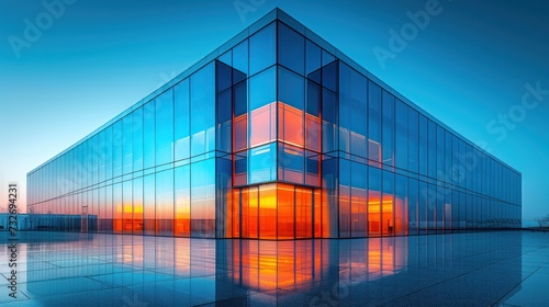 Glass Building Reflecting Sunset
