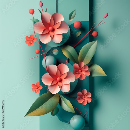composition of paper flowers style in various colors,