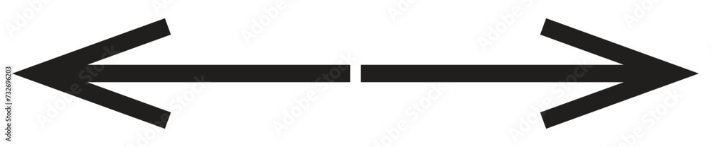 Left and right arrow, pointer, cursor in opposite direction. Intersection, navigation, forward-backward arrow element Left and right arrow, pointer, cursor in opposite direction. Intersection, navigation, forward-backward arrow element