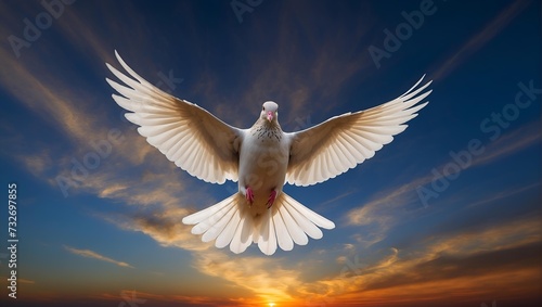 dove flying in the sky . Bible faith concept