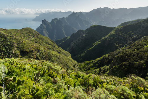 Blick von Taborno nach Barranco de Afur, Anaga Gebirge, Rural Park, Teneriffa, Kanarische Inseln, Spanien photo
