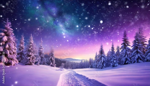 christmas night scene iridescent purple snowy winter scene animated gif