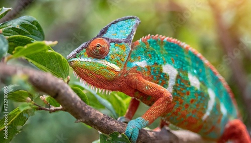 beautiful colourful chameleon endangered species from madagascar