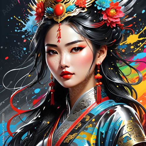 Chinese Splash of Fantasy art is a truly mesmerizing genre that captivates the human imagination. This unique style is characterized by its liquid chrome bright colors and vibrant illustrations that b photo