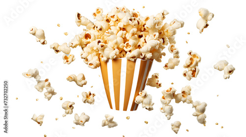 Flying delicious popcorn isolated on white transparent png photo
