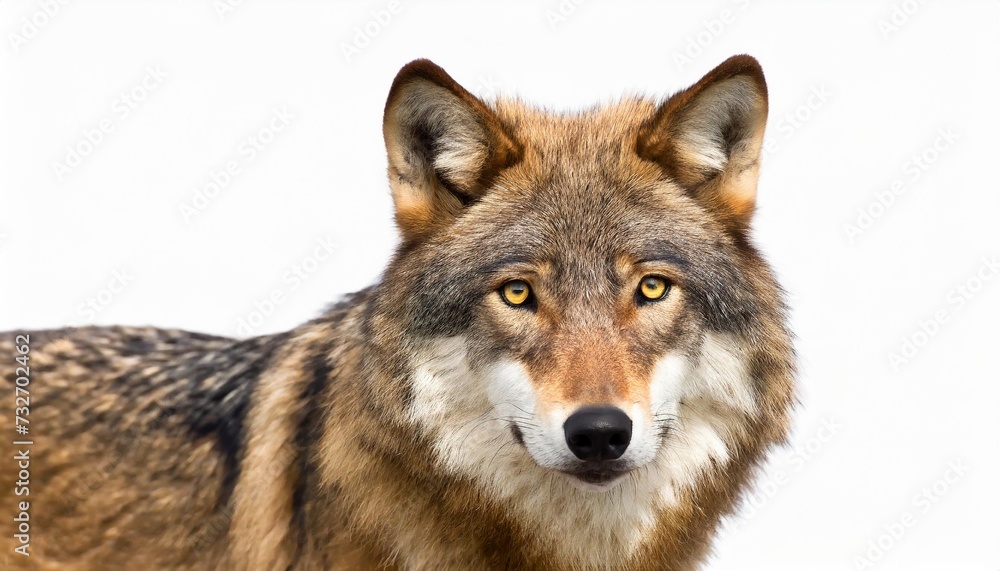brown wolf isolated on white