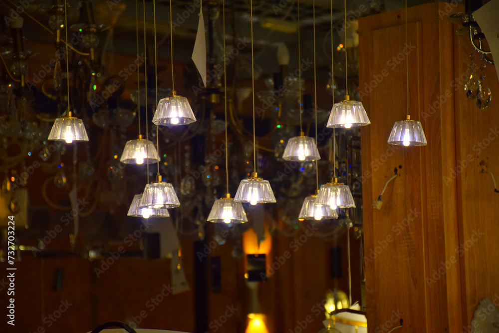 January 4, 2014- New York: Rows of ceiling lamps at 'Whitney Museum January 4, 2014- New York: Rows of ceiling lamps at 'Whitney Museum