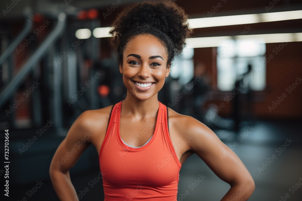 Portrait of a young female fitness trainer in a gym Portrait of a young female fitness trainer in a gym