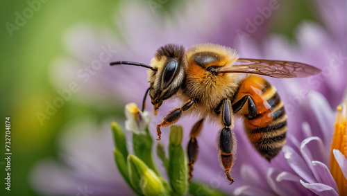 bee on a beautiful flower macro season