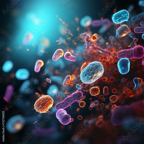 illustration of bad bacteria in the form of rods and cocci, human microbiome, human pathogenic bacteria