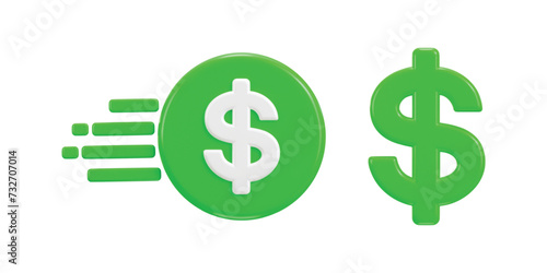 3d dollar icon set on currency firstest growing concept vector illustration
