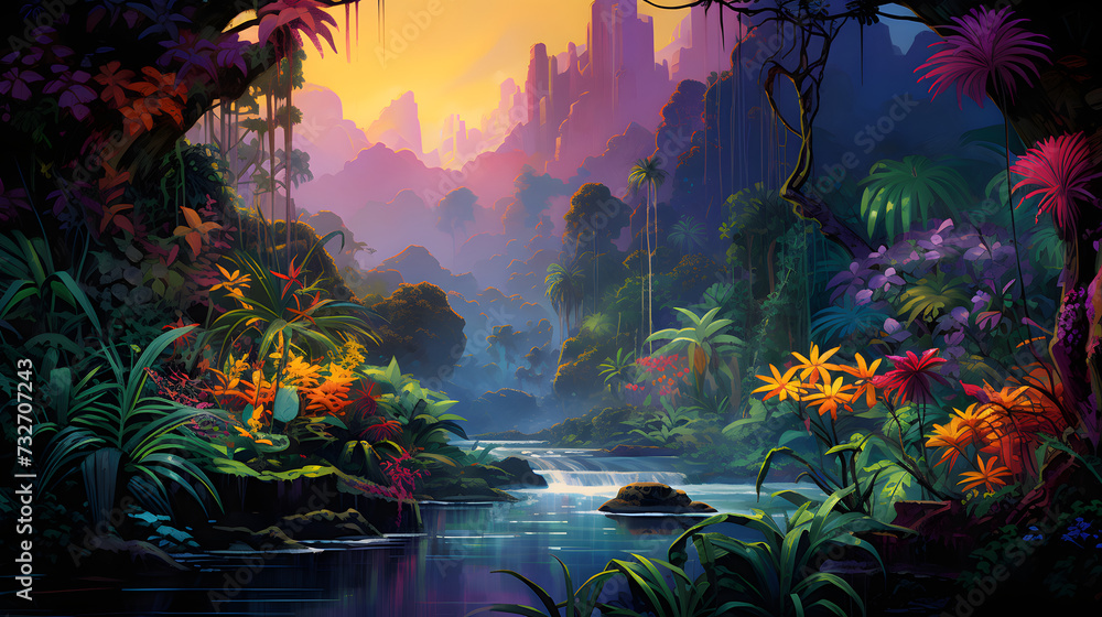 Illustration of colorful Amazing jungle